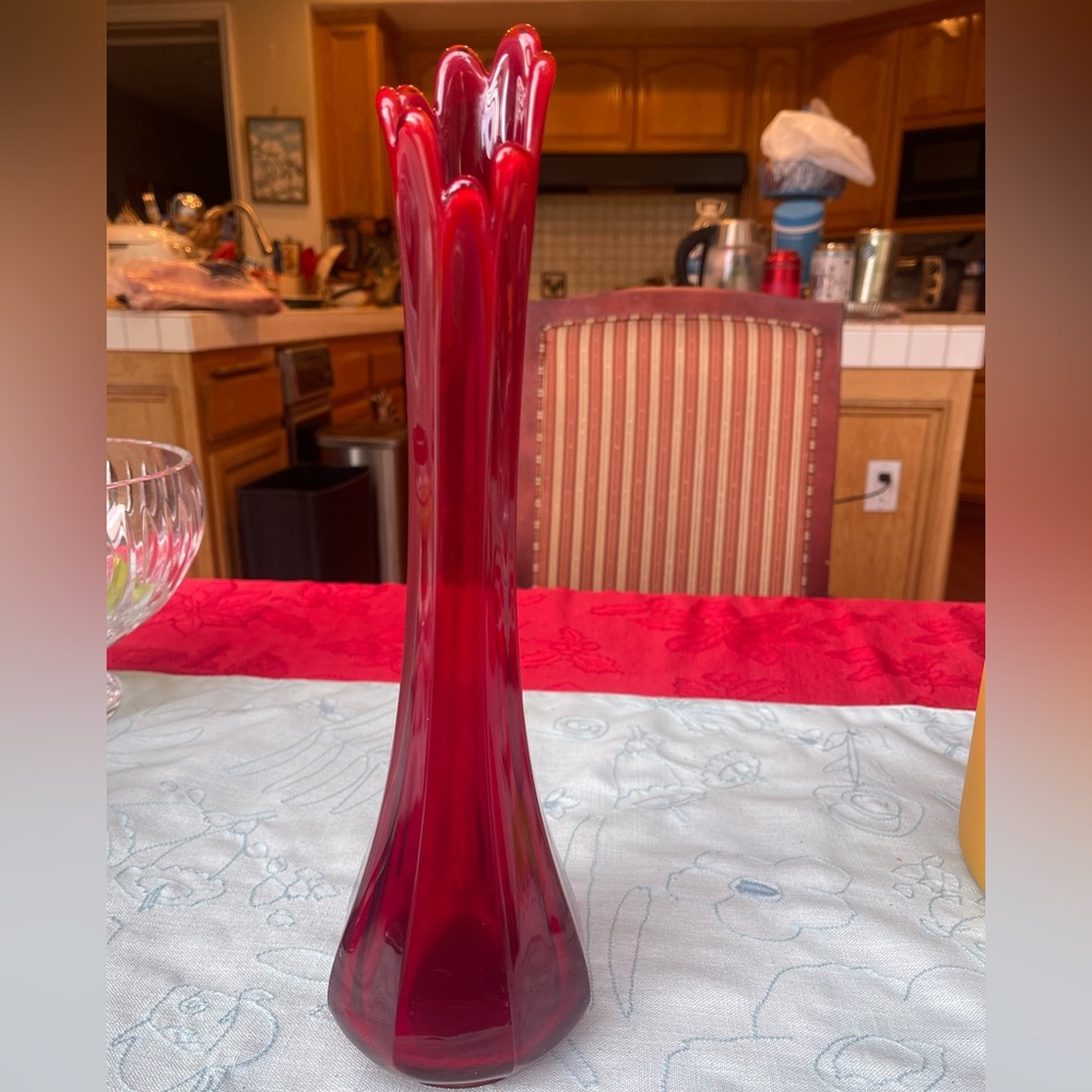 Vintage red Swung Vase 14” glow
